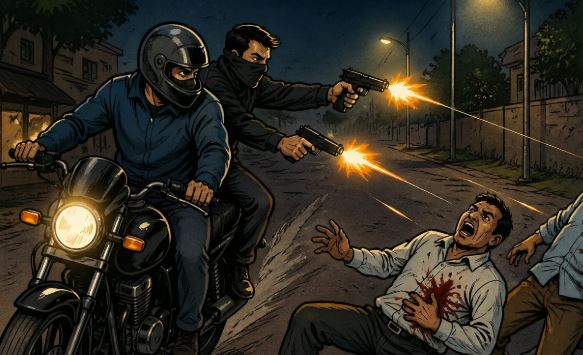 सैर के दौरान अज्ञात बाइक सवार हमलावरों ने बरसाईं गोलियां, दो की मौत; एक गंभीर घायल