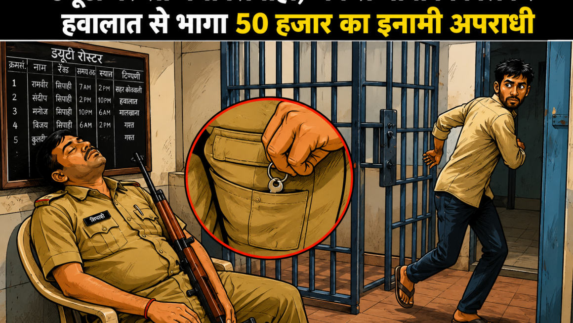 ड्यूटी पर सो गया सिपाही, जेब से चाबी निकालकर हवालात से भागा 50 हजार का इनामी अपराधी