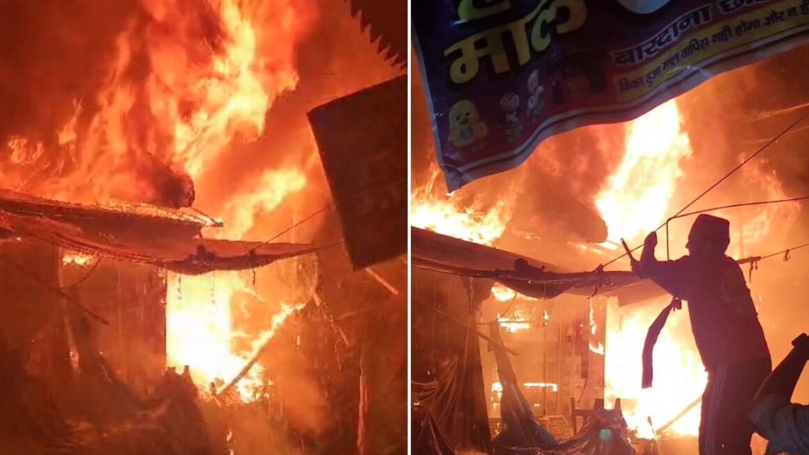 अजमेरी बाजार में कई दुकानों लगी भीषण आग, करीब 20 मिनट बाद पहुंची दमकल टीम