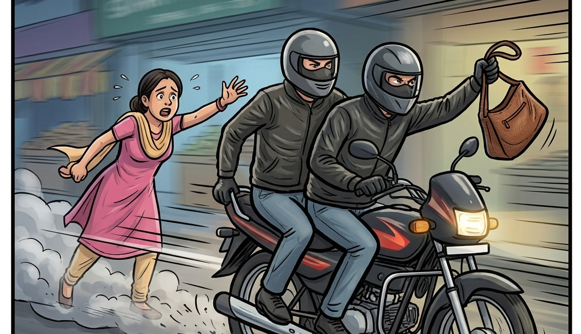 गोरखपुर में महिला से बाइक सवार बदमाशों ने झपटा बैग, मोबाइल-गहने और नकदी समेत जरूरी दस्तावेज ले गए