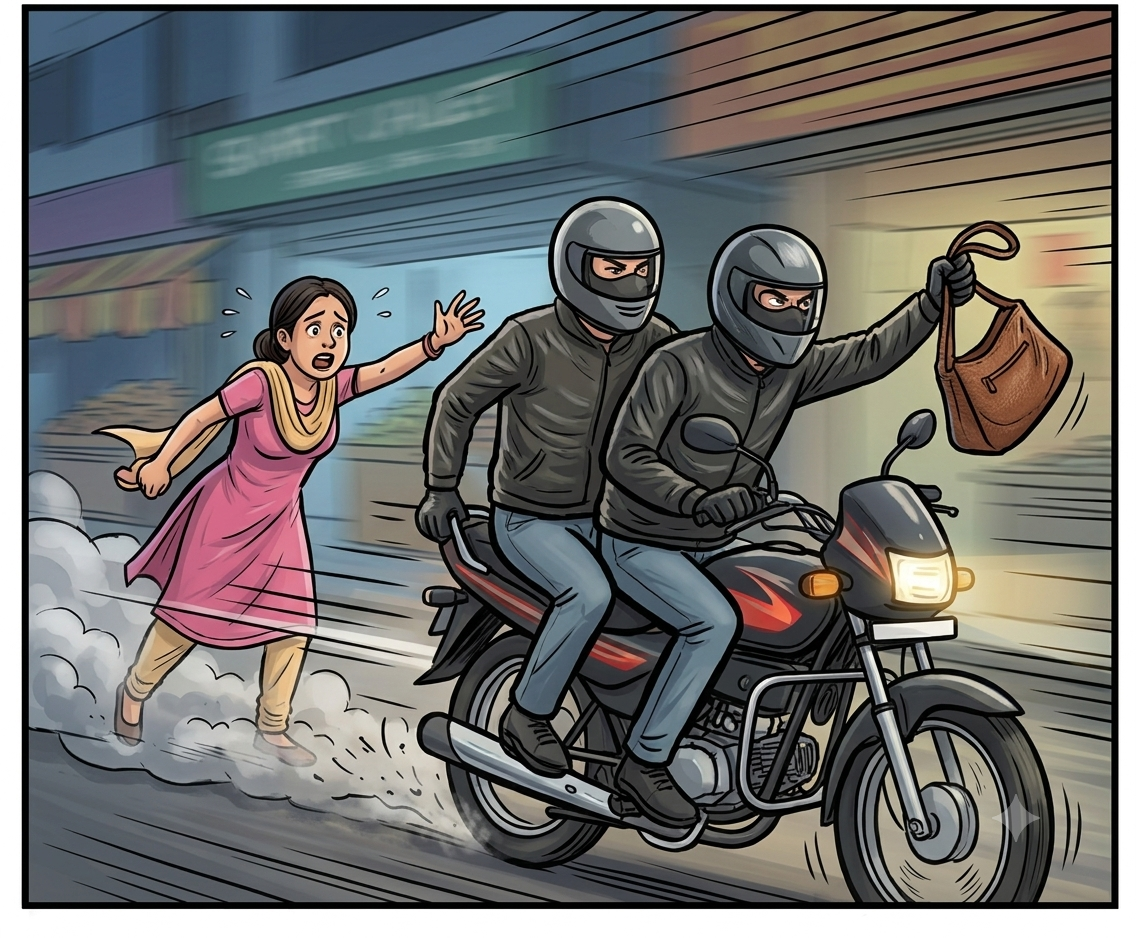 गोरखपुर में महिला से बाइक सवार बदमाशों ने झपटा बैग, मोबाइल-गहने और नकदी समेत जरूरी दस्तावेज ले गए
